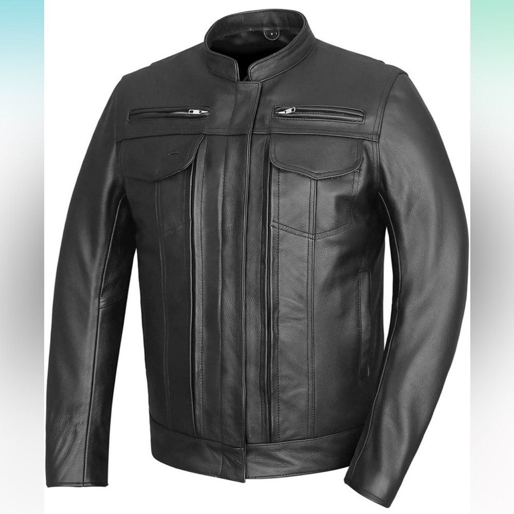 NWOT Men's Black Conceal Carry Leather Motorcycle Jacket